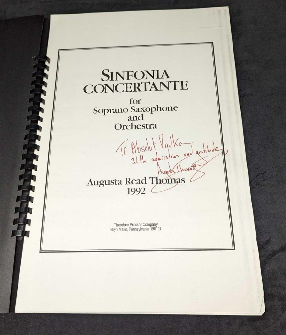 Lot 461: Autographed Augusta Read Thomas Sinfonia Concertante Sheet Music