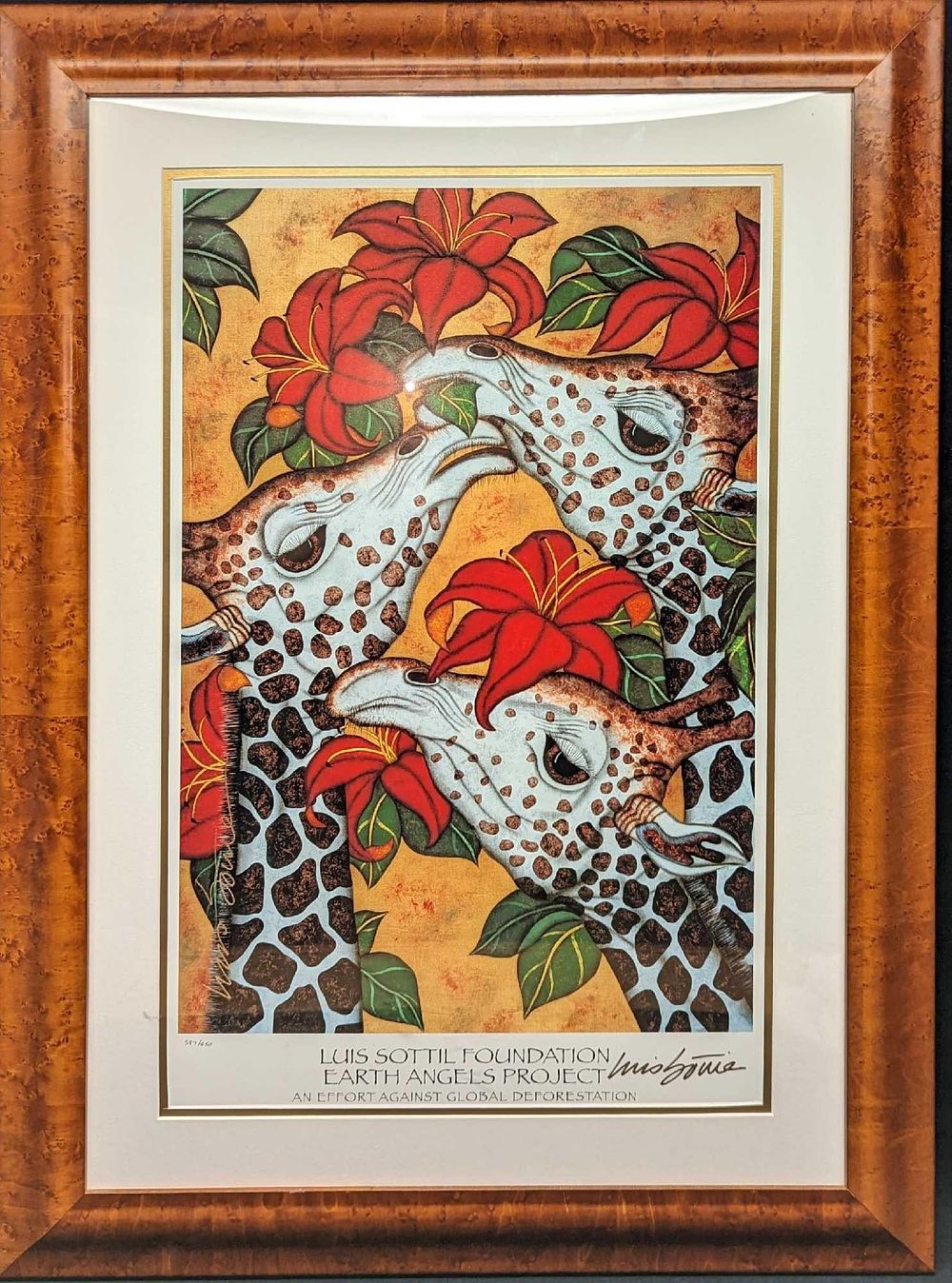 Lot 496: Framed Luis Sottil "Gentle Giants" Giraffe S&N Print