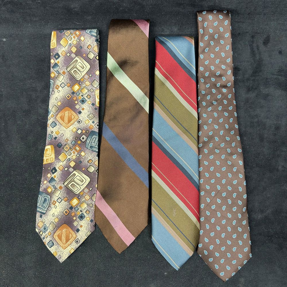 Lot 152: Lot of 4 Designer Men Silk Neckties Yves Saint Laurent and Christian Dior