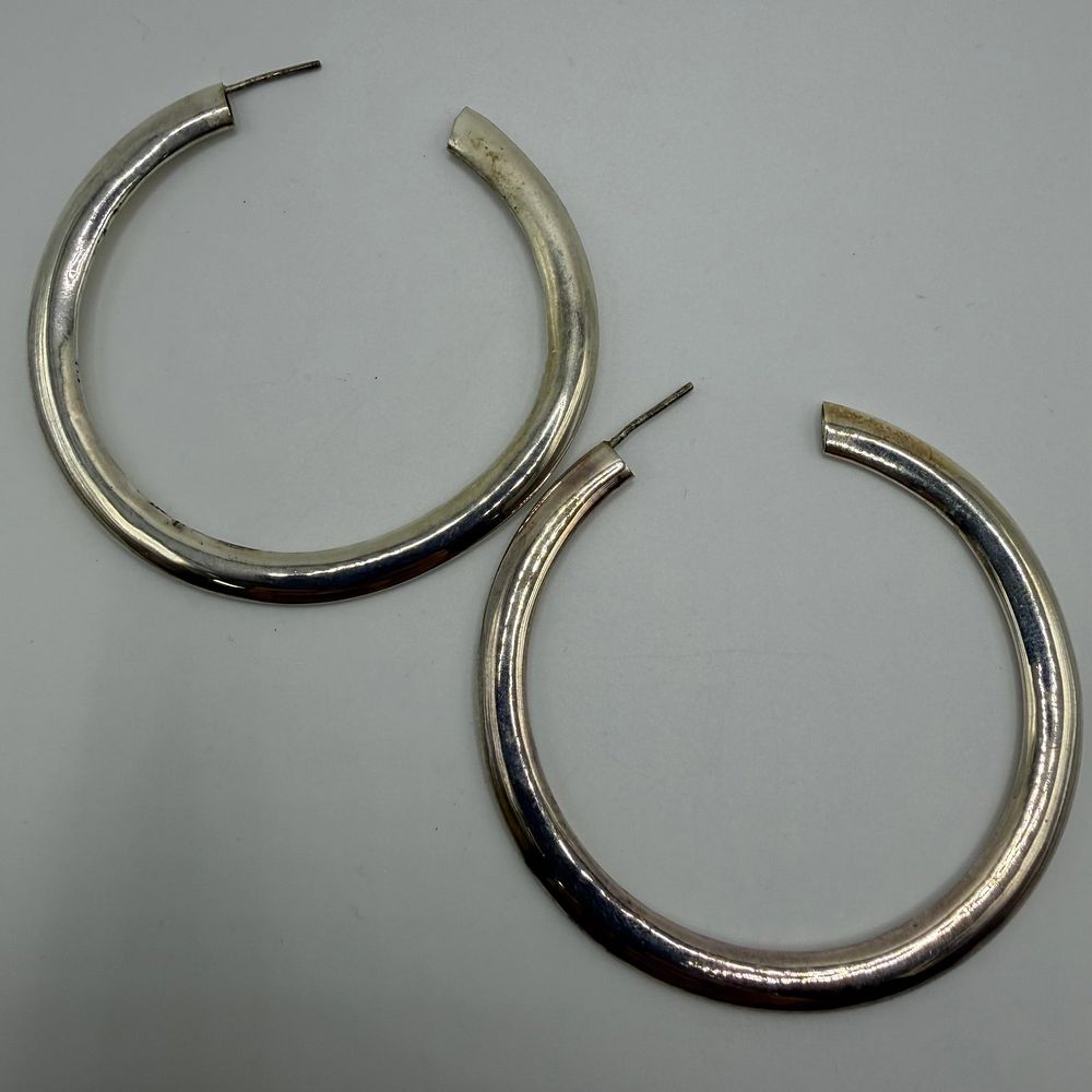 Lot 166: Large Tubular Design Sterling 925 Silver Earrings HG11