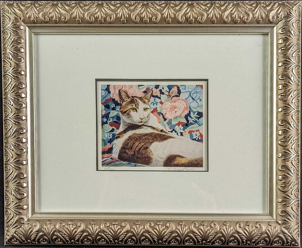 Lot 185: JB Framed Drew Strouble Nitnoy Cat Print