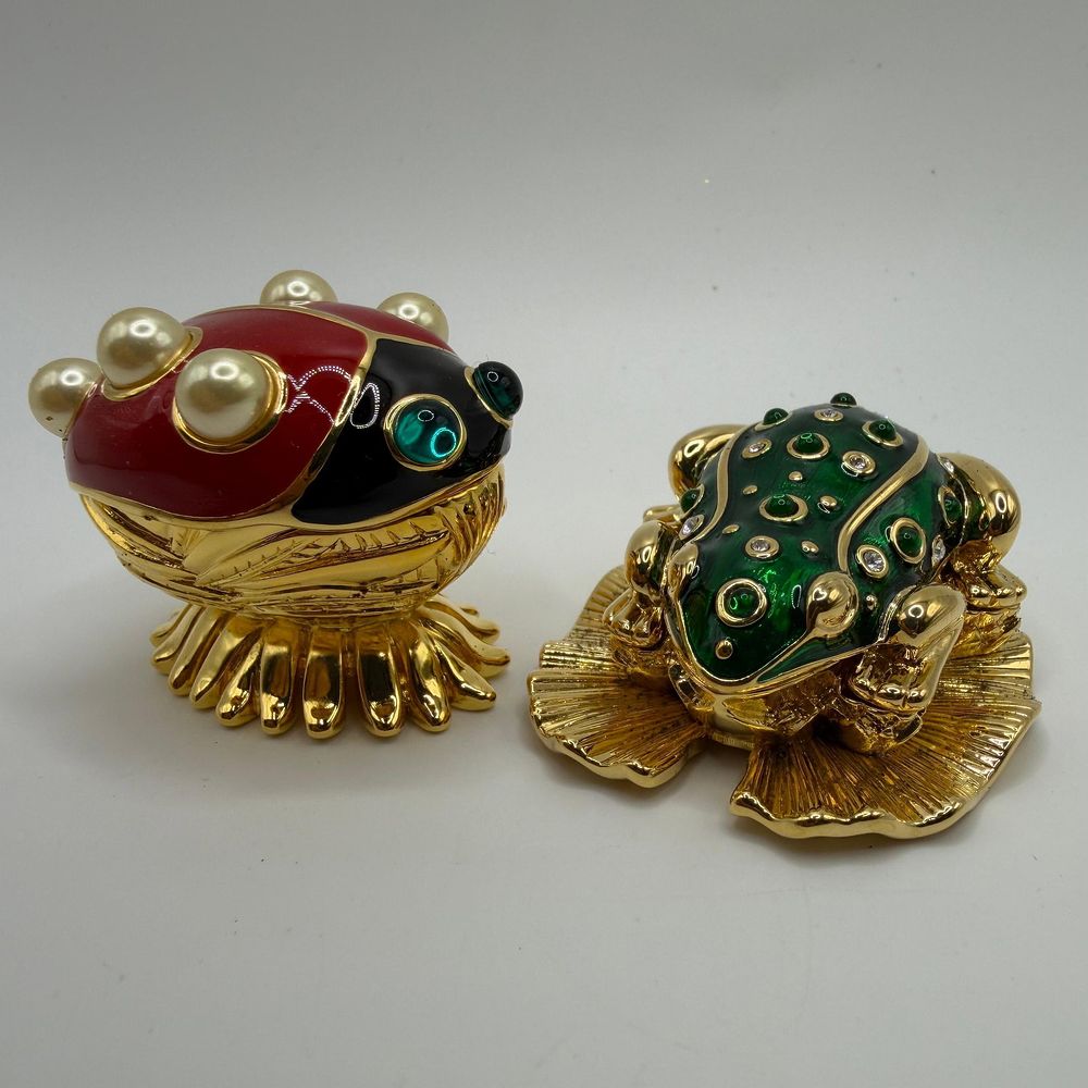 Lot 189: Kenneth Jay Lane Kenneths Critters Ladybug and Frog Trinket Box KJL Figurines