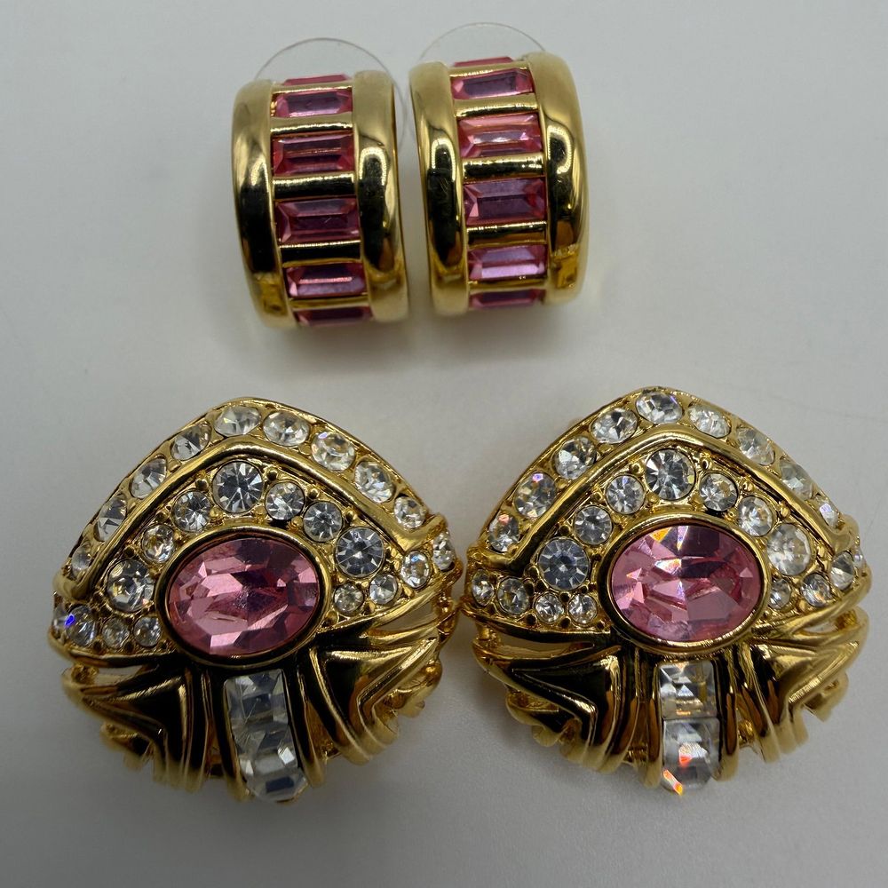 Lot 203: Nolan Miller Pink Crystal Costume Earrings HG26