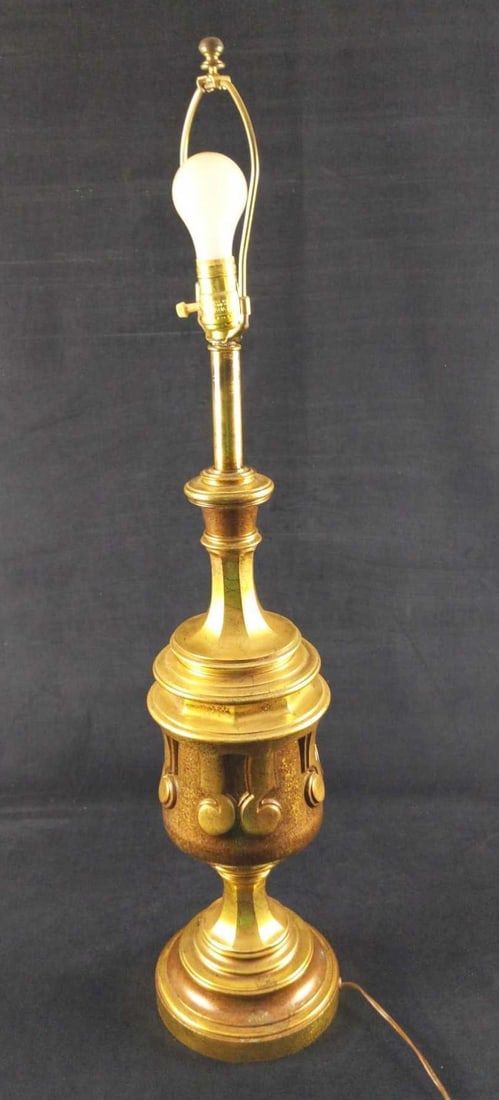 Lot 244: Vintage Brass Painted Heavy Metal Table Lamp B