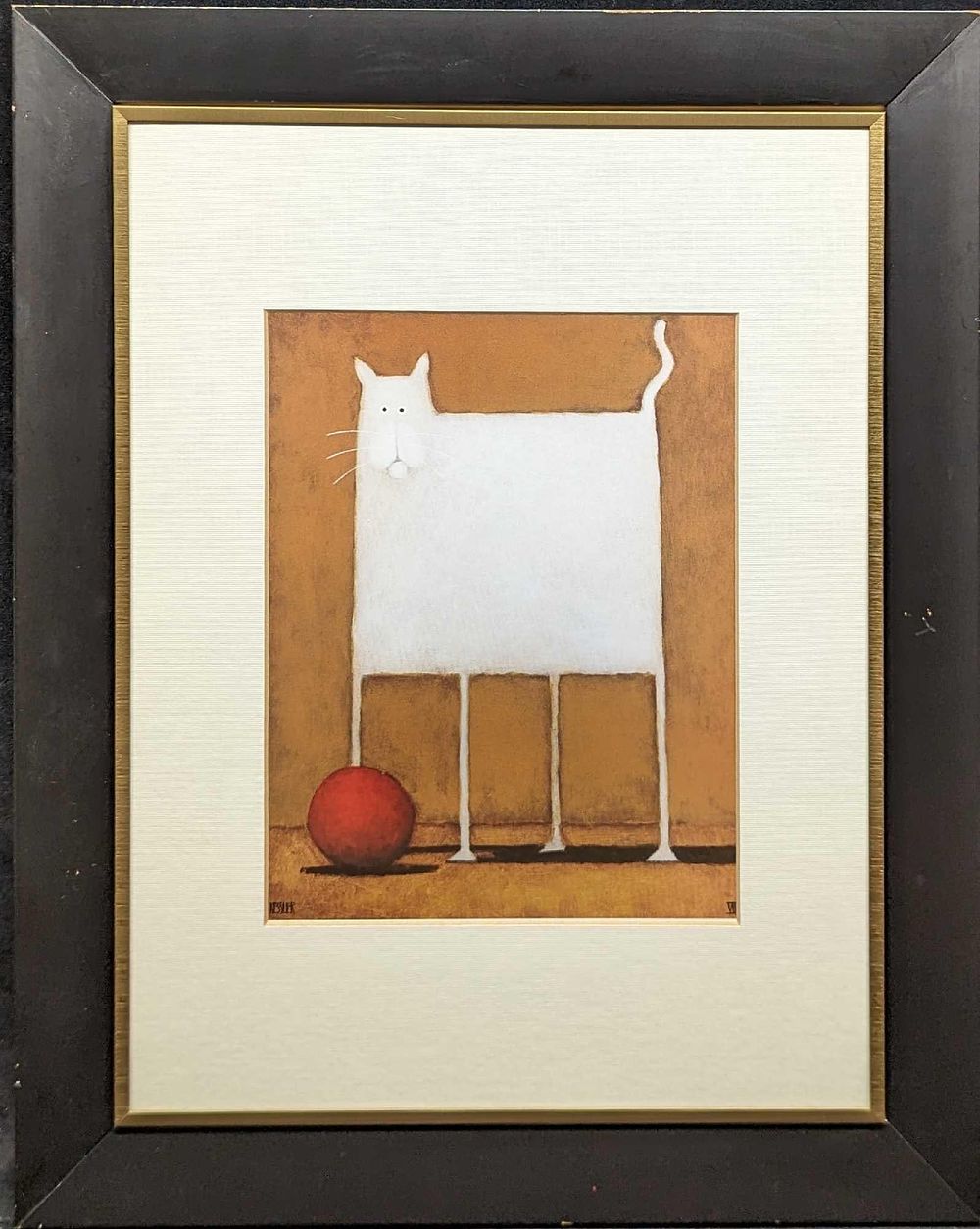 Lot 284: Framed Daniel Patrick Kessler White Cat With Red Ball