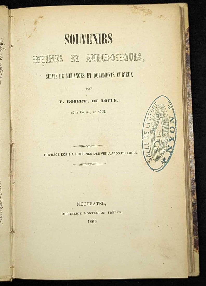 Lot 295: Antique French Souvenirs Intimes Et Anecdotiques Hardcover