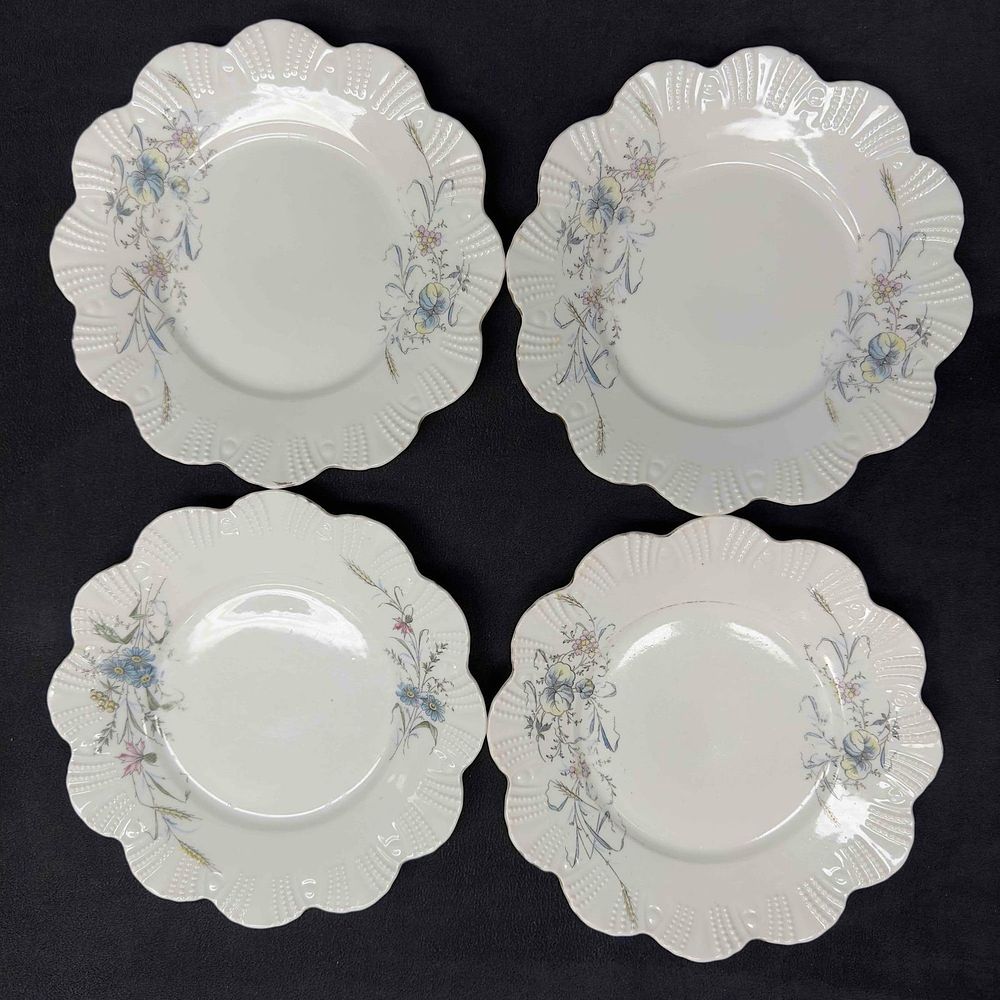 Lot 320: Milk White Floral Kitchenware Plates Set Four Salad Plate Lot