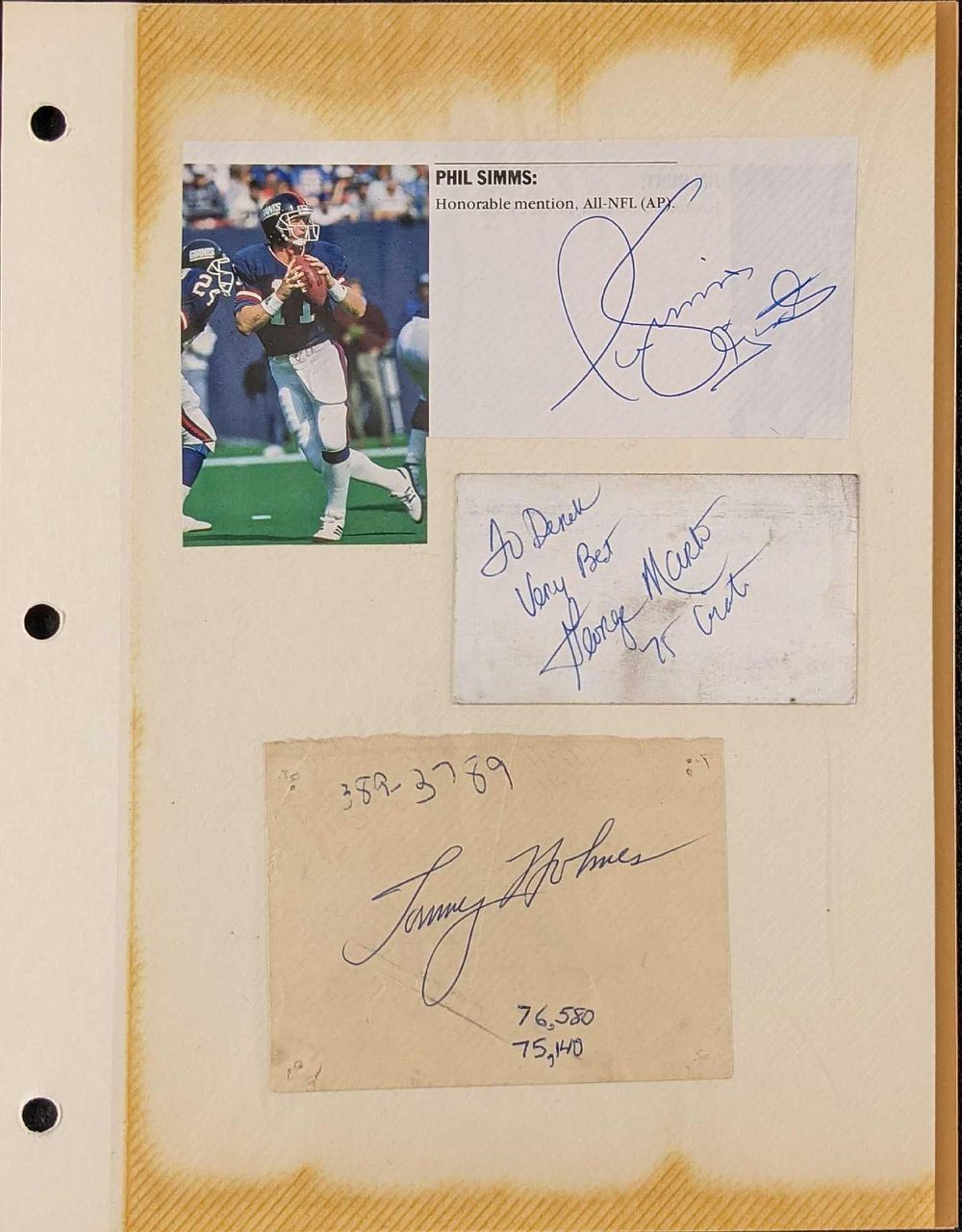 Lot 383: Autographed Football & Baseball Note Card Paper
