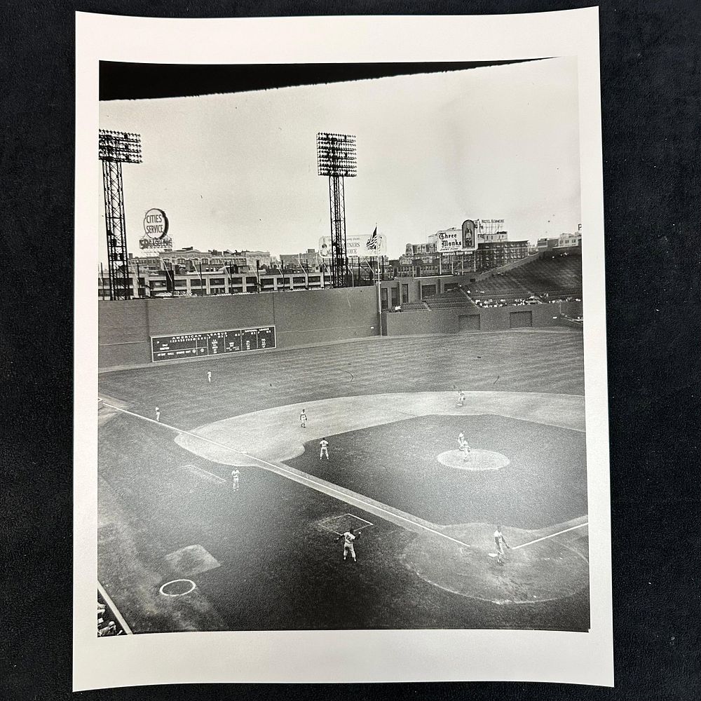 Lot 394: Black and White Silver Gelatin Print Fenway Park Baseball Game Scene Boston Red Sox