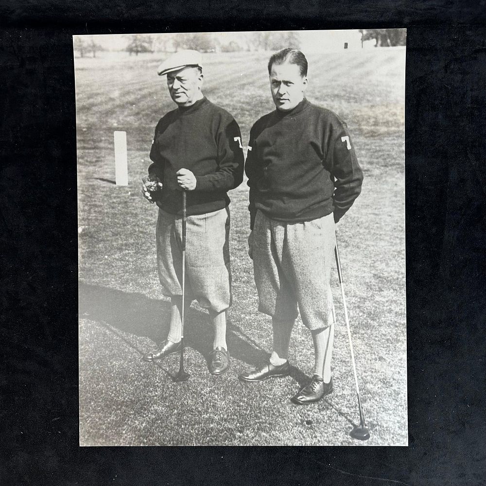 Lot 415: Black and White Golf Photography Print Bobby Jones and Colonel Robert P. Jones Vintage Golfers