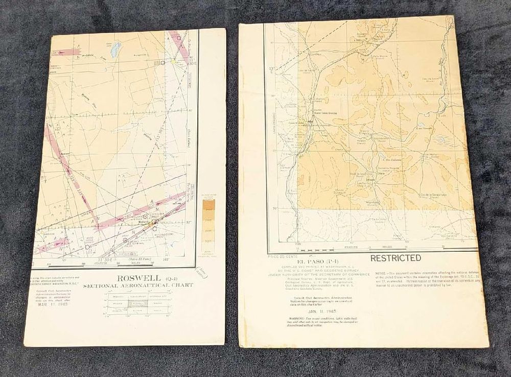Lot 427: 2 EL Paso And Roswell Sectional Aeronautical Charts
