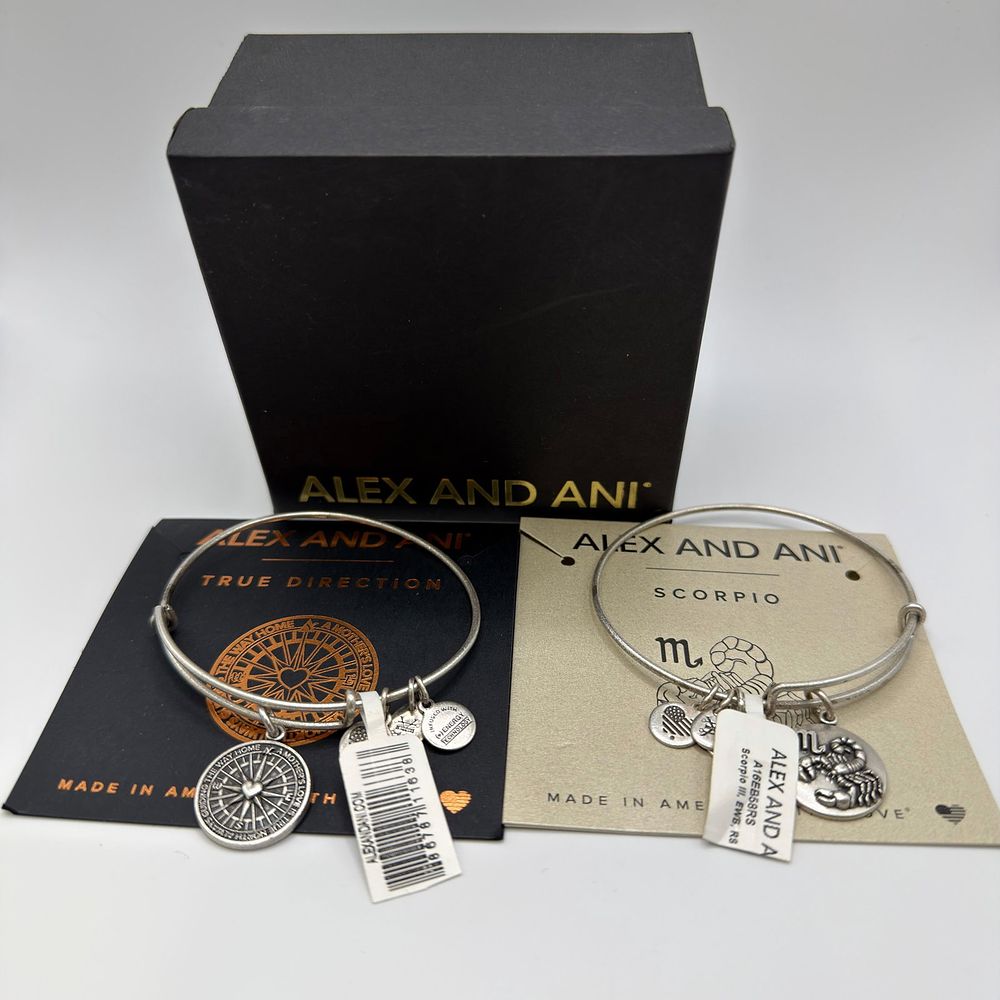 Lot 479: Alex and Ani Charm Bangle Bracelets True Direction and Scorpio Set