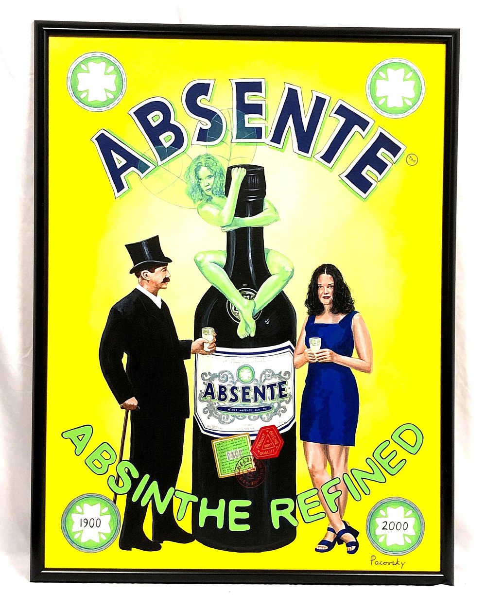 Lot 181: John Pacovsky & Absente / Absinthe - Commissioned, Signed, Framed  - Acrylic on Canvas