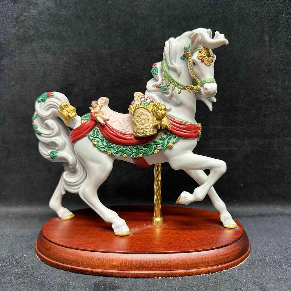 Lot 204: Lenox Christmas Carousel Horse 1994 Hand Painted Porcelain Art Sculpture Figure