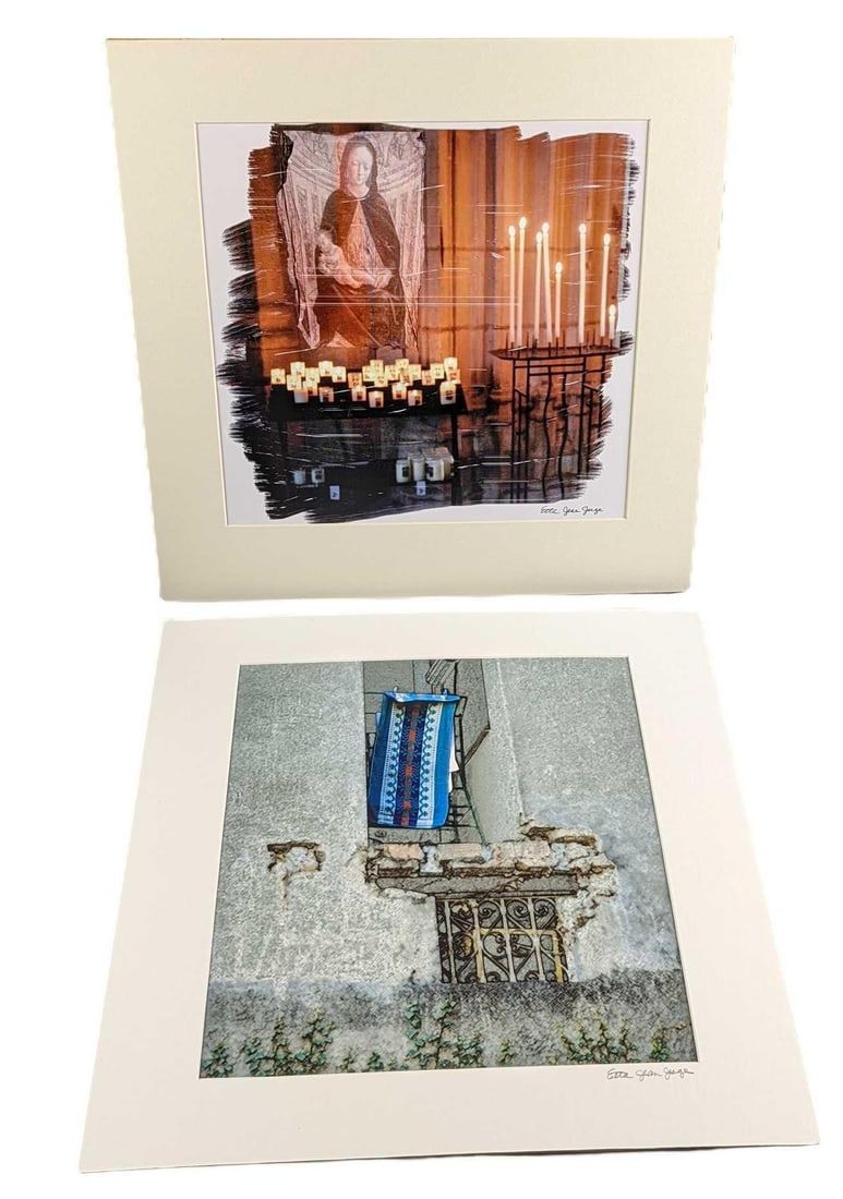 Lot 216: 2 Matted  Etta Jean Juge Photos Mary & Christ & Ledge