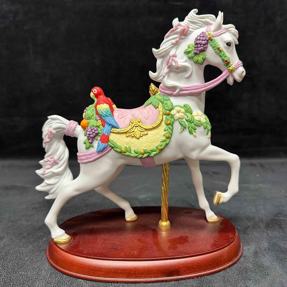 Lot 223: Lenox Carousel Tropical Horse Bisque Porcelain 24K Gold Accents Sculpture