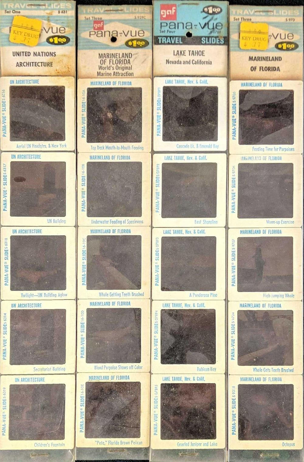 Lot 253: Four Vintage Pana Vue Travel Slides Marineland UN