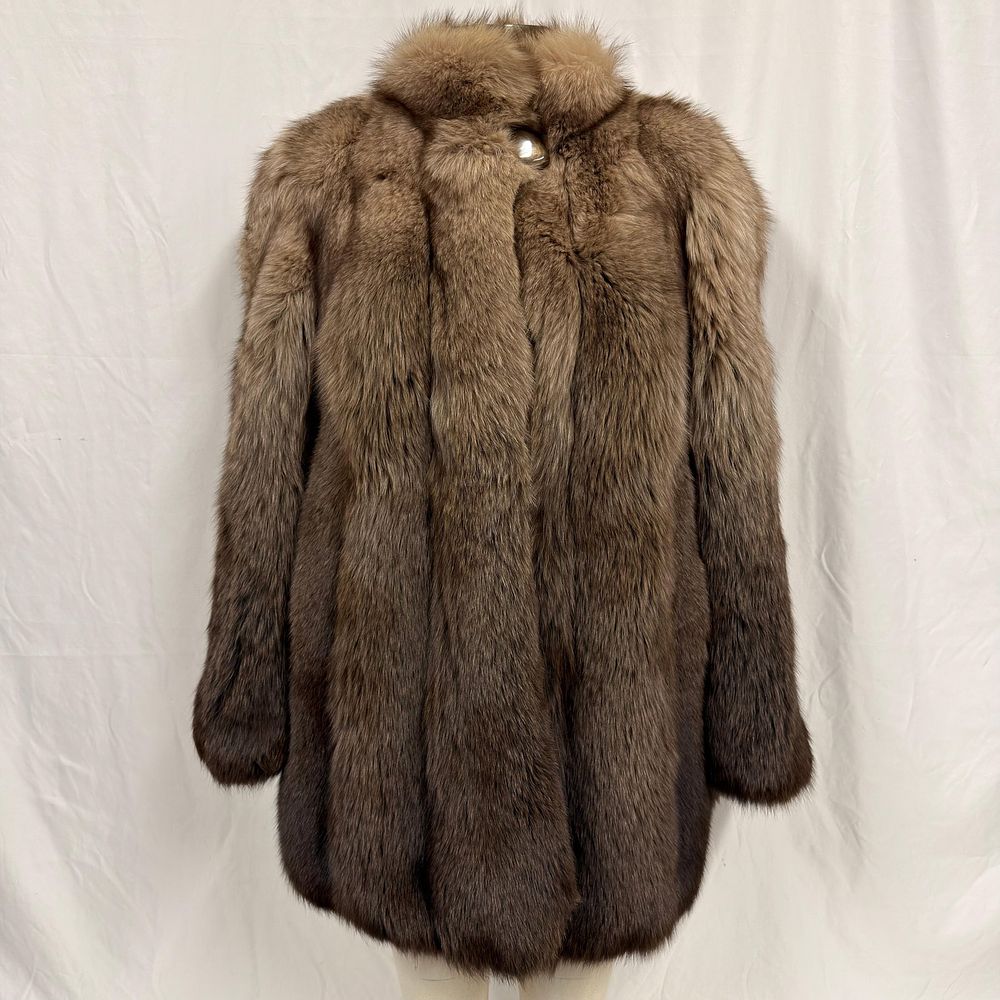 Lot 298: Brown Colored Fox Fur Coat with Statement Front Button