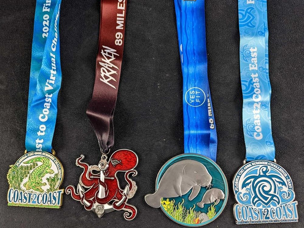 Lot 322: JB 4 Virutal Marathon Medals Kraken Manatee