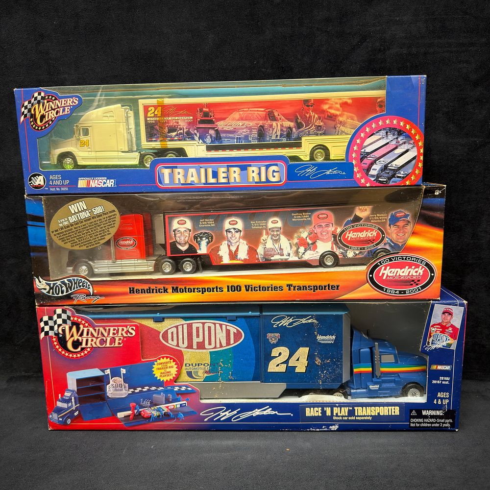 Lot 393: 3 NASCAR Jeff Gordon and Hendrick Motorsports Transporter Trucks
