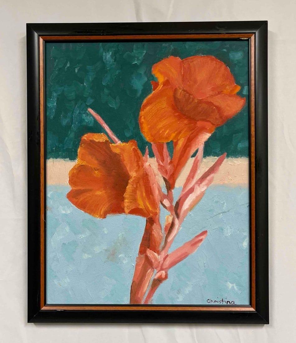 Lot 462: Framed Original Oil On Canvas Signed Christina