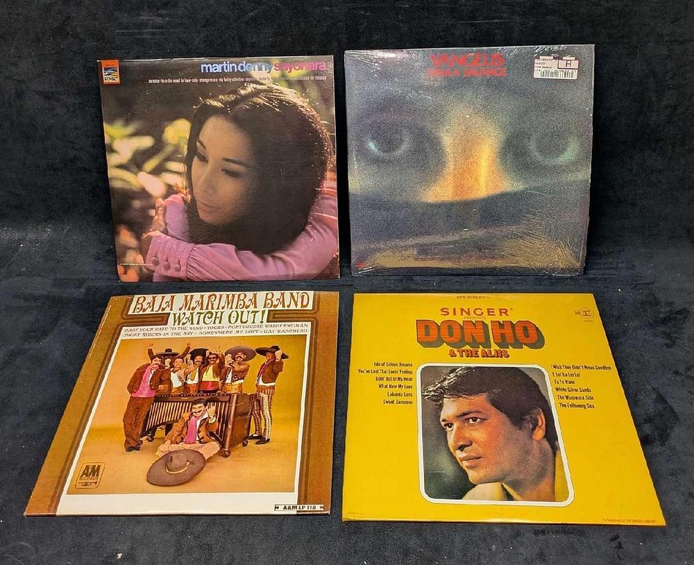 Lot 485: 4 Don Ho Martin Denny Vangelis Baja Marimba Band LPs