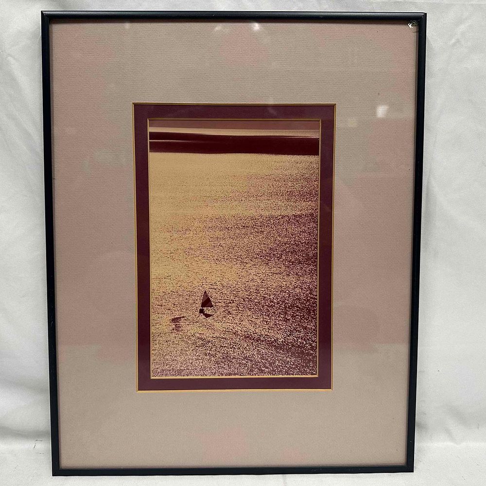 Lot 496: Framed Sepia-Tone Sailboat Photograph