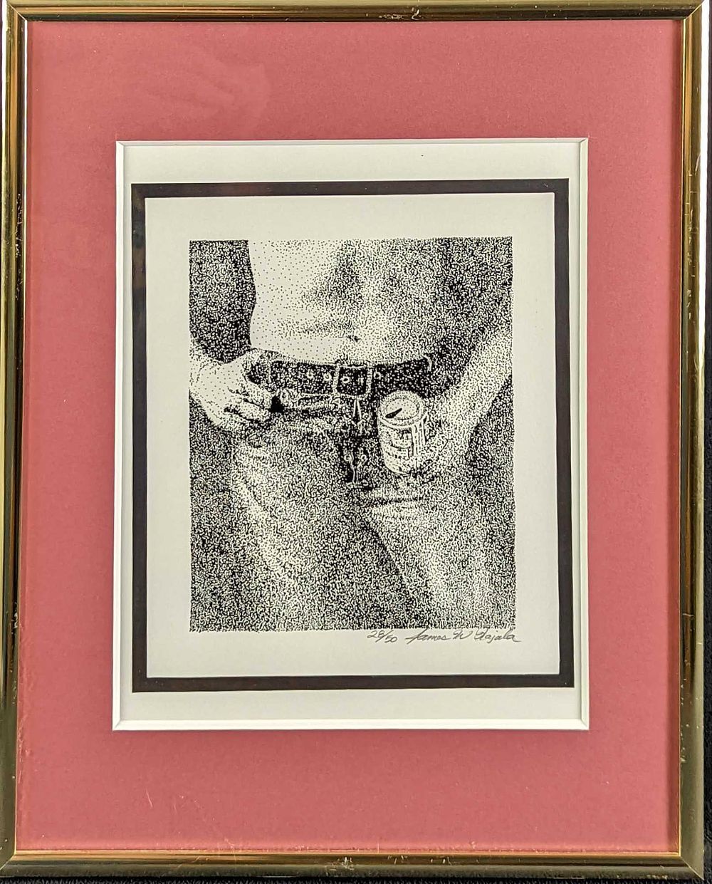 Lot 177: Framed Signed & Numbered Man With Can Print