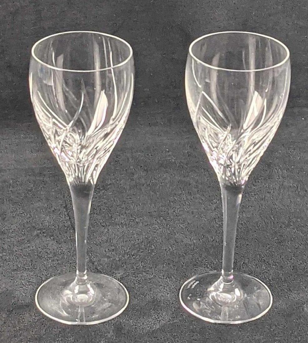 Lot 195: 2 Retired Summer Breeze By Waterford Crystal Wine Glasses