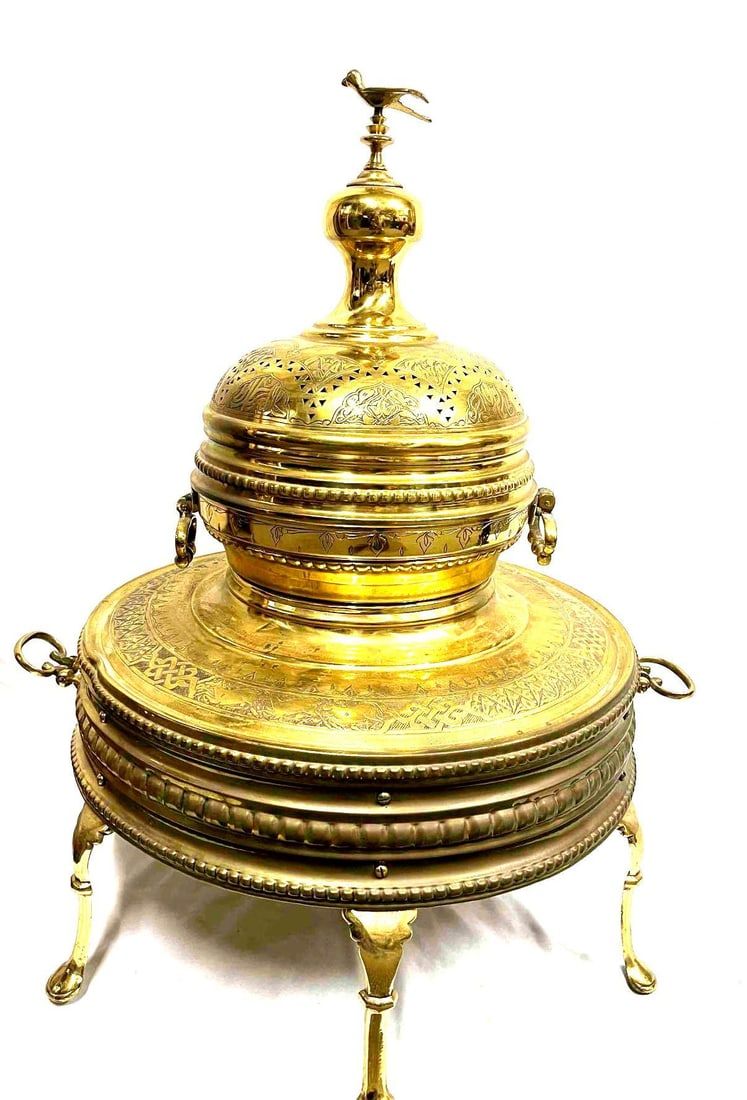 Lot 198: Antique 1900's Ceremonial Brass Brazier Arabic Fire Pit (K30)