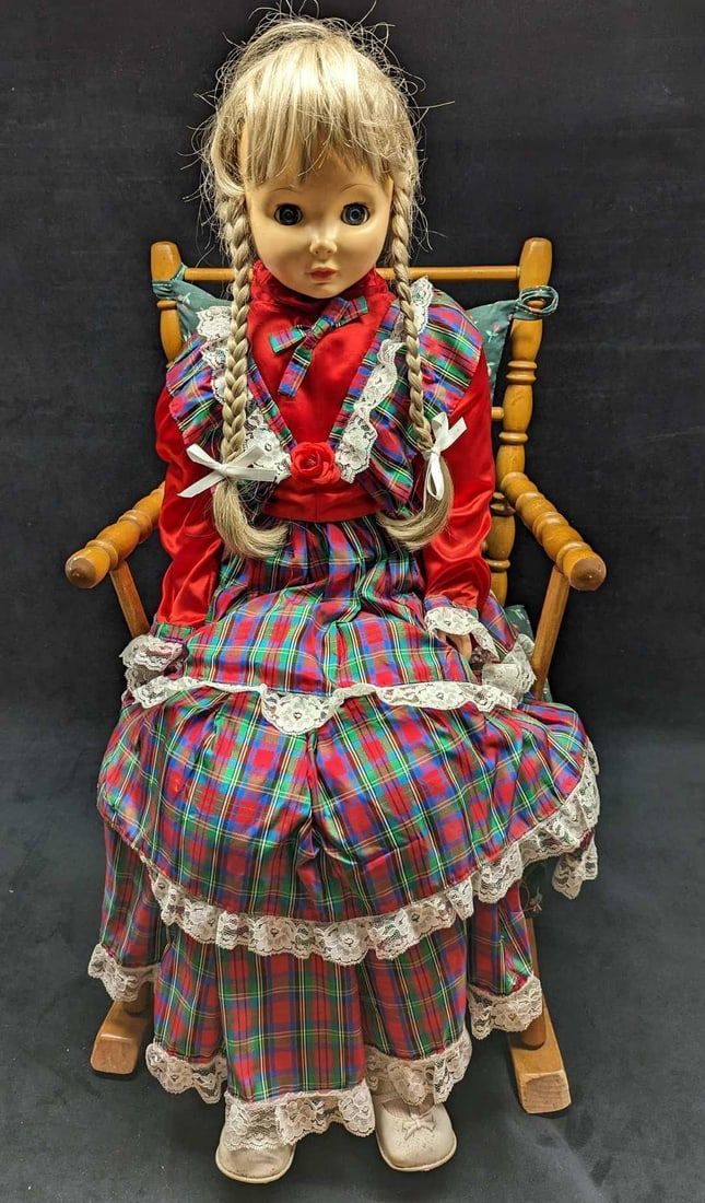 Lot 202: Vintage Eugene Doll Co Full Sized Girl Rocking Chair Display