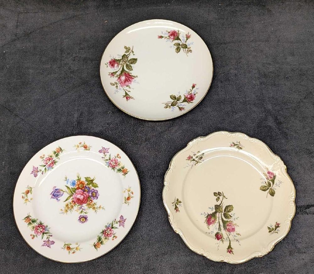Lot 207: 3 Vintage Retired China Floral Salad Plates
