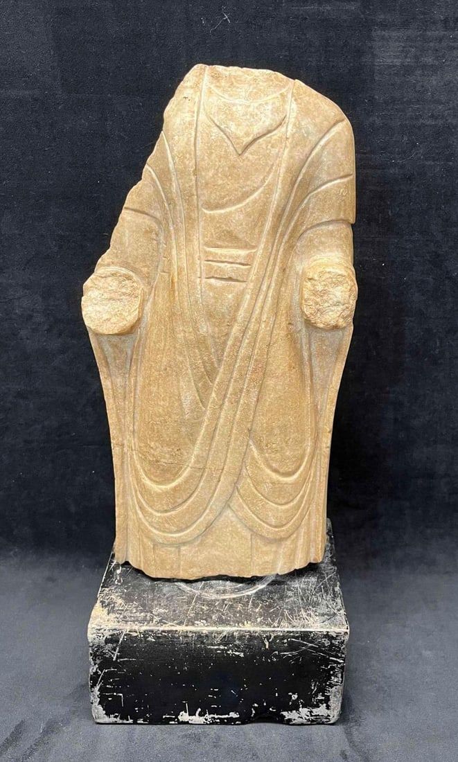 Lot 218: Reproduction Standing Buddha Marble Torso Sculpture (JB)