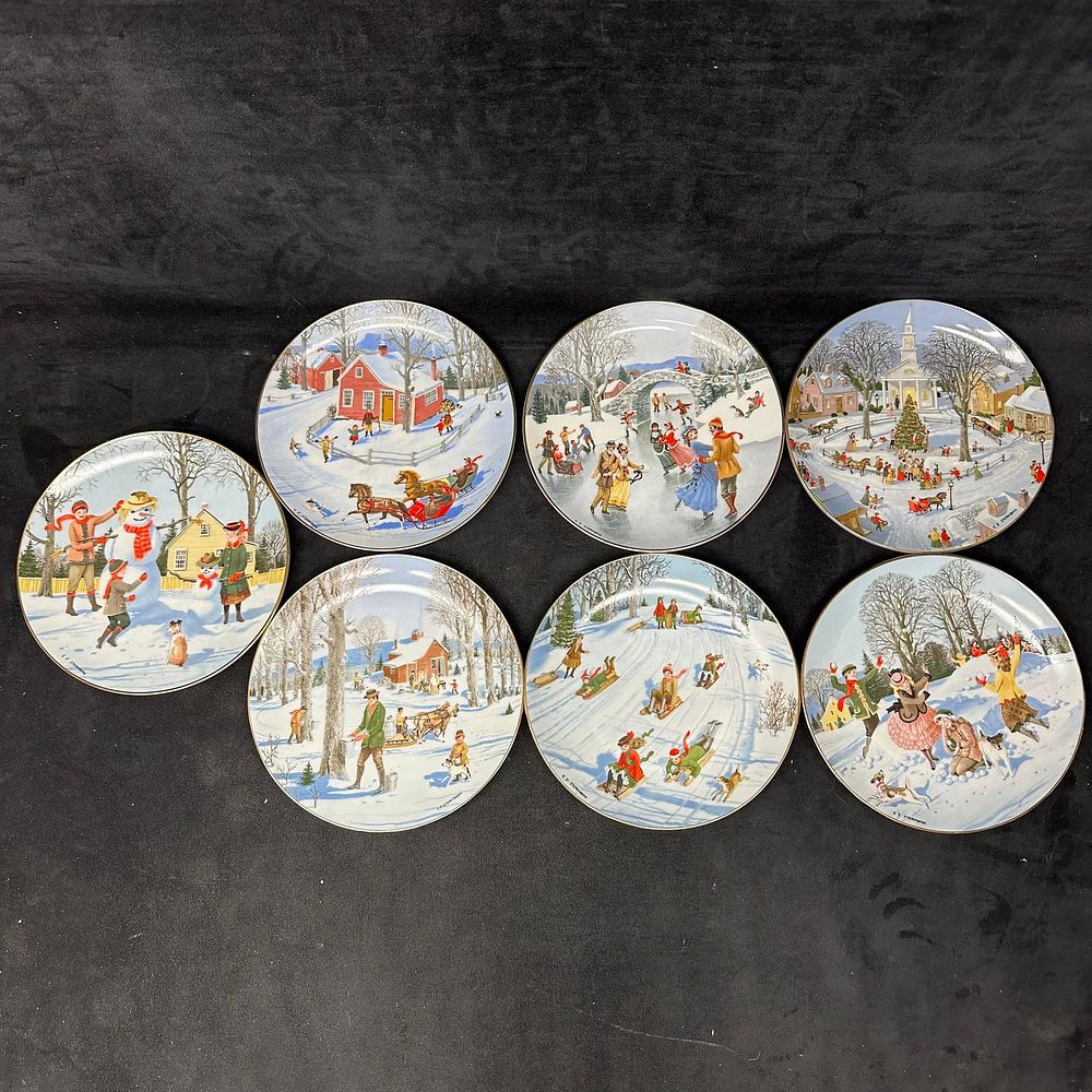 Lot 238: Seven Danbury Mint Old Time Country Winter By Charlotte Sternberg Collector Plates