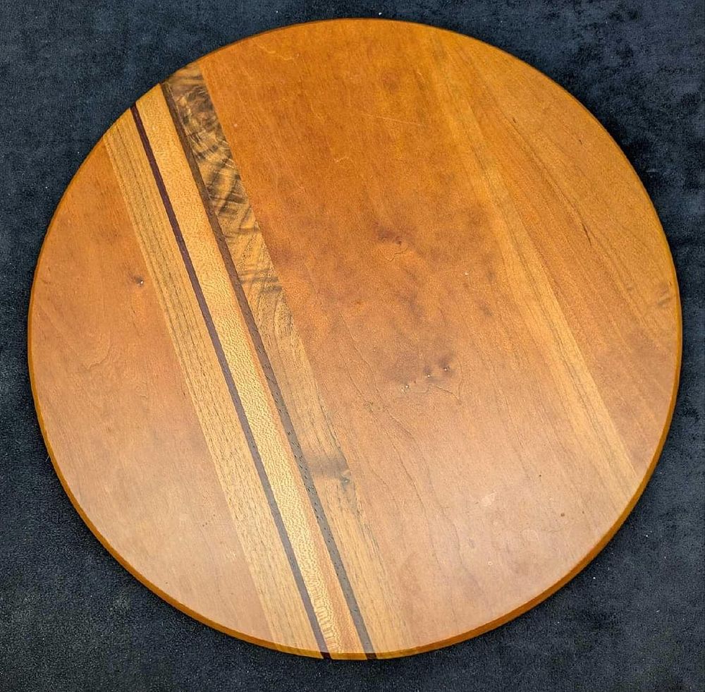 Lot 242: Vintage Wood Round Lazy Susan