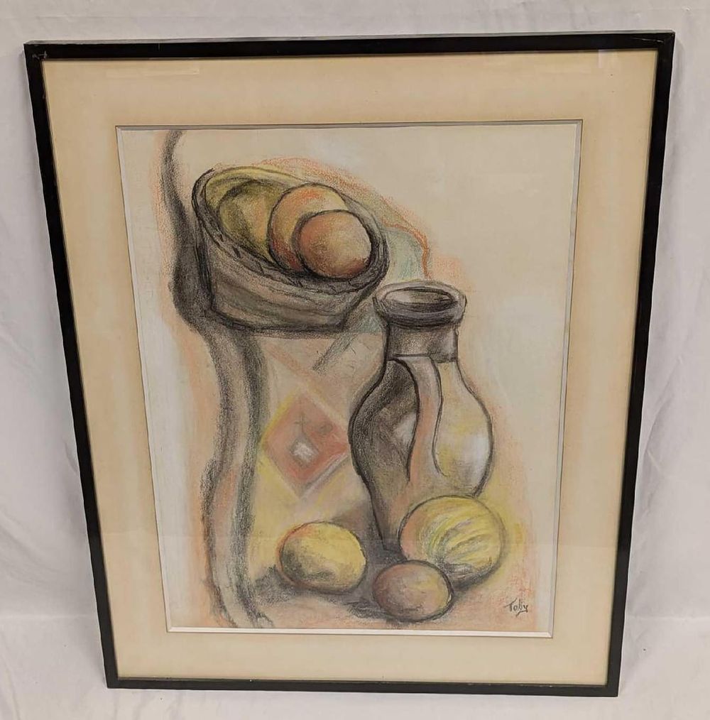 Lot 249: Framed Toby Original Pastel on Paper R72