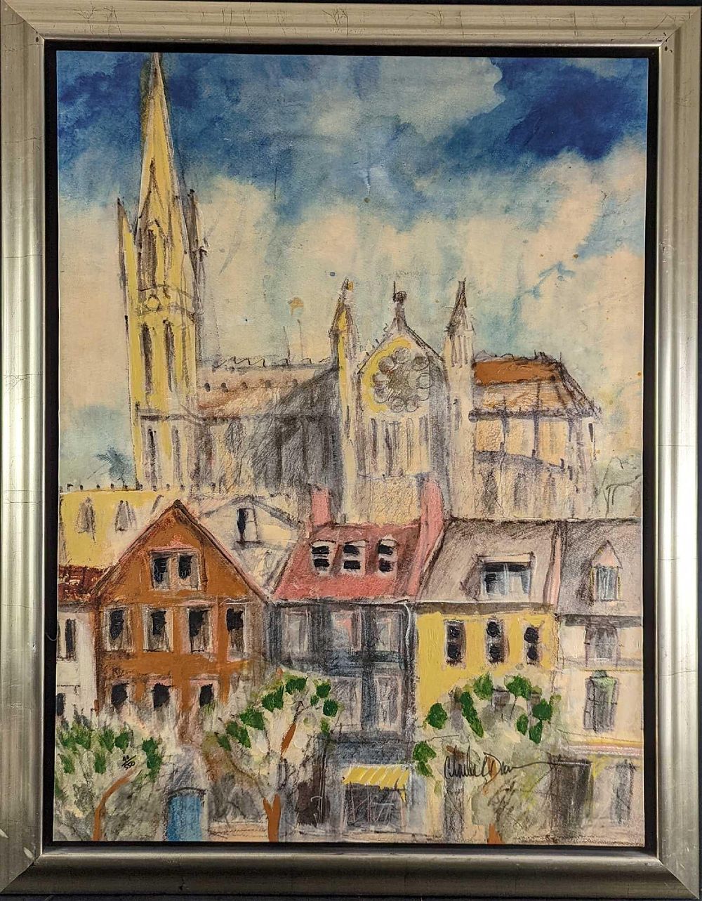 Lot 316: Framed LE Charles R Davies Lacey's Tower Print On Canvas