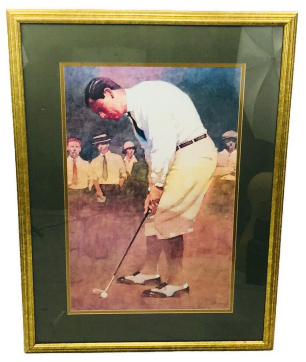 Lot 344: Vintage Large Print of Early 20th Century Golfer
