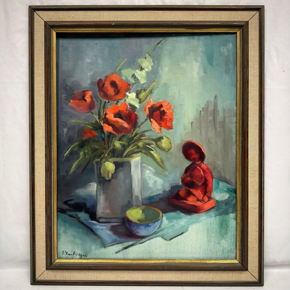Lot 385: Edith Van Alstyne Oriental Mood Original Oil Still Life Painting