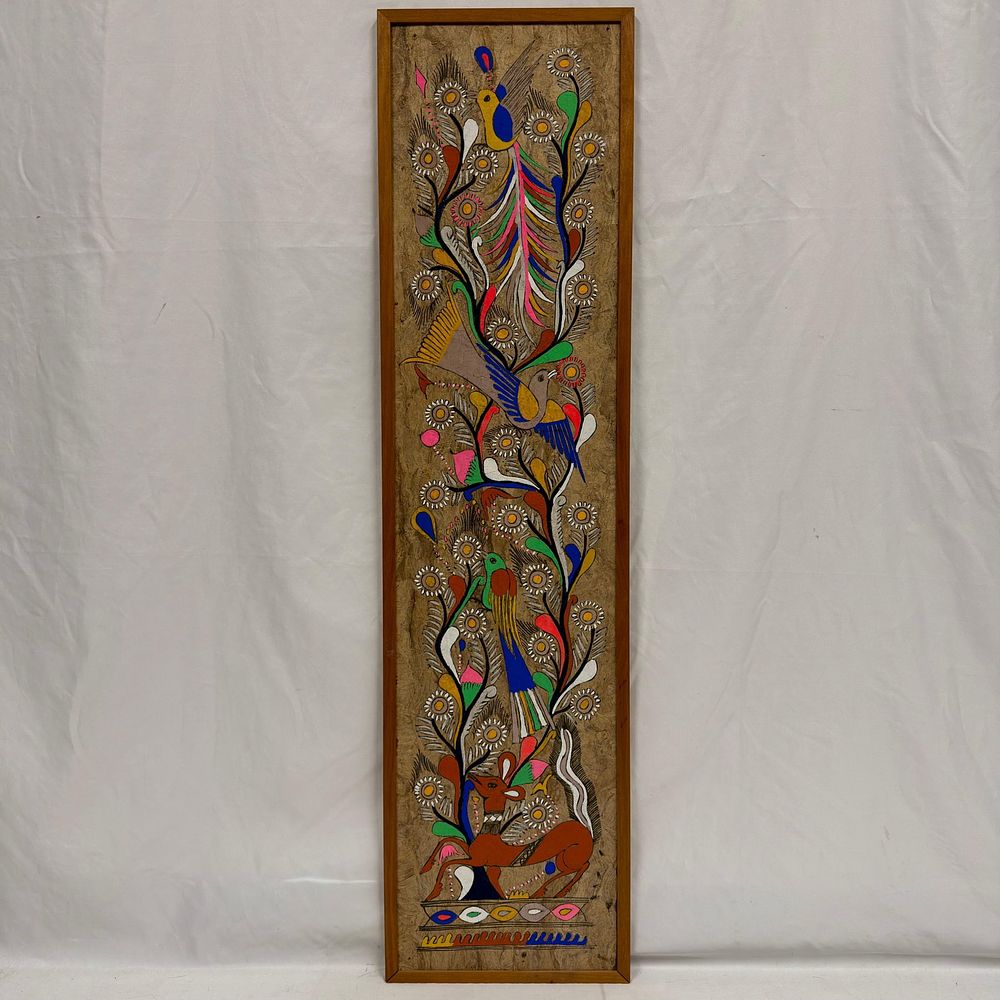Lot 408: Mexican Style Folk Art Hand Painted Birds and Flowers Unknown Artist