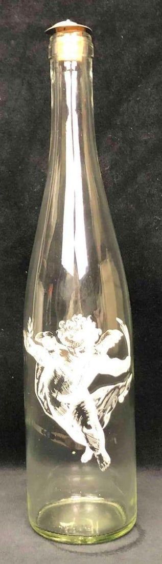 Lot 424: Vintage Bottle Etched With A Cherub