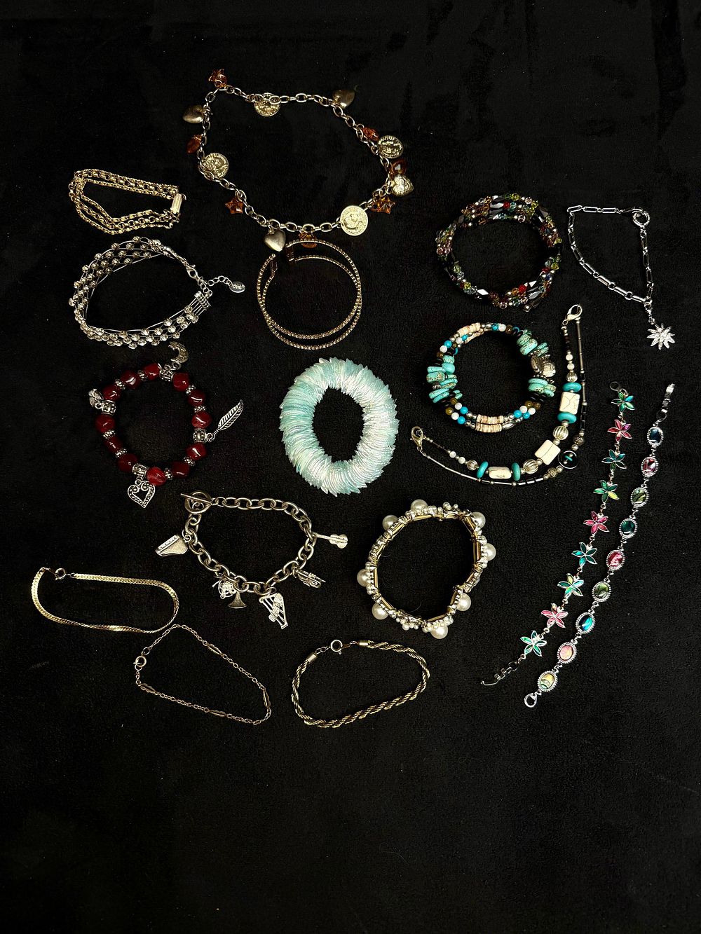 Lot 431: Assorted Vintage and Modern Costume Jewelry Bracelet Collection Lot of 17