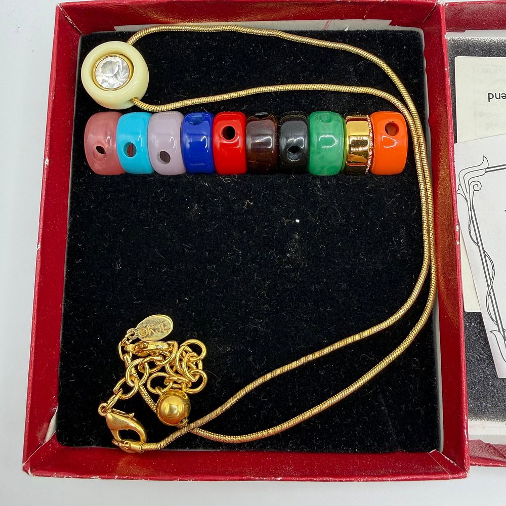 Lot 451: Kenneth Jay Lane Multicolor Bead Pendant Necklace Crystal Charm