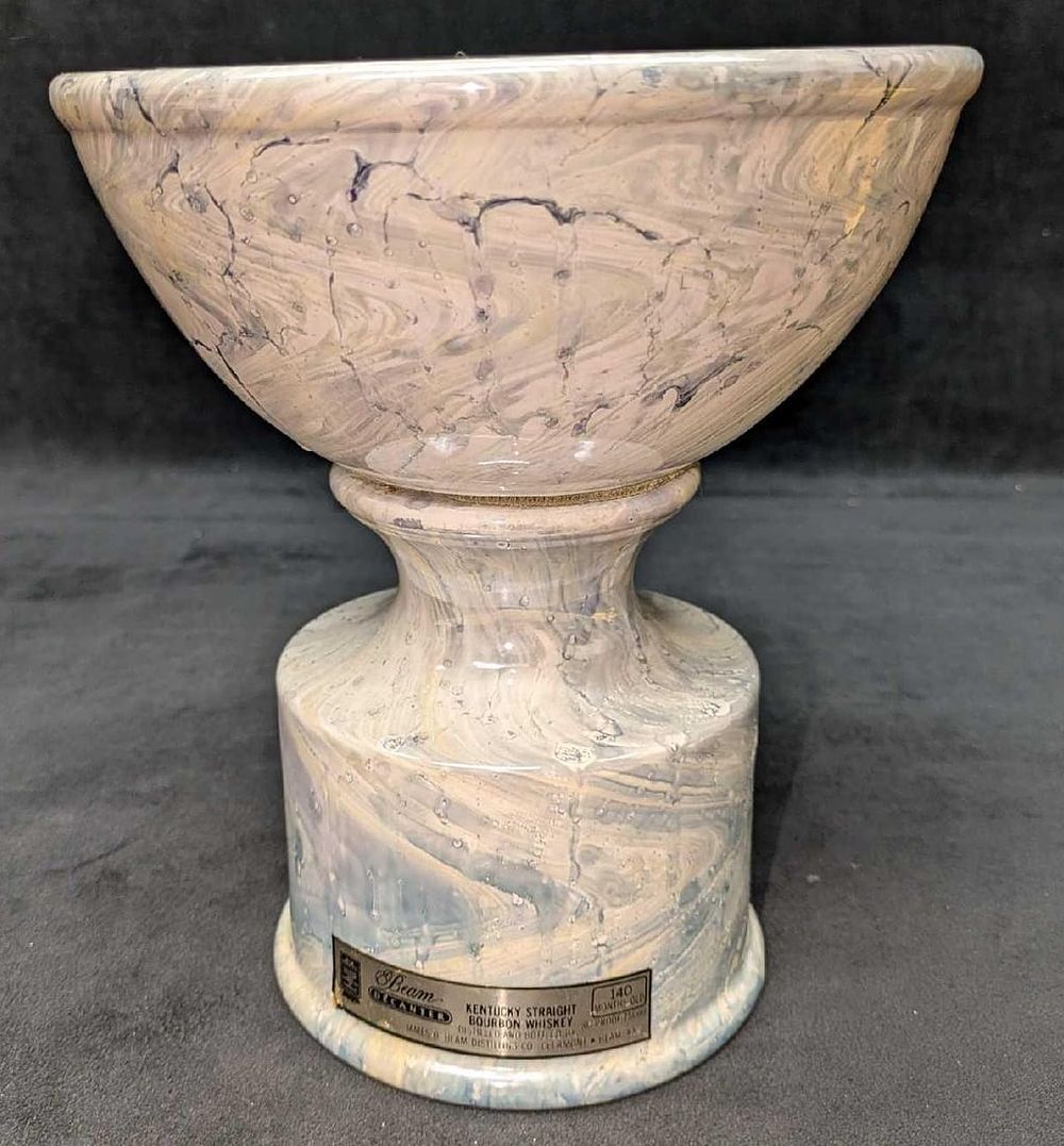 Lot 456: Vintage Jim Beam Bourbon Whiskey Decanter Marble Bowl A