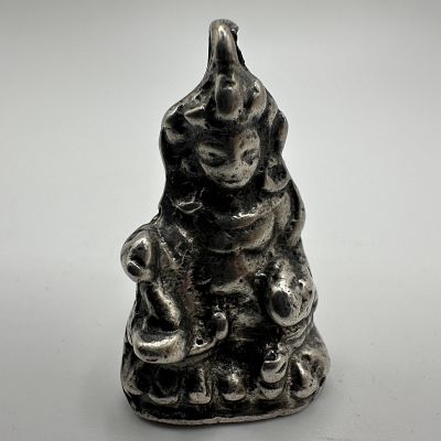 Tibetan Asian Style Deity Seated Figure Silver Pendant R11. This item is in pre-owned 