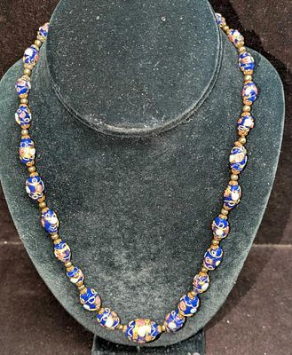 Vintage Italian Murano Art Glass Bead Necklace KKKKKK. Colorful glass beads with hand painted 