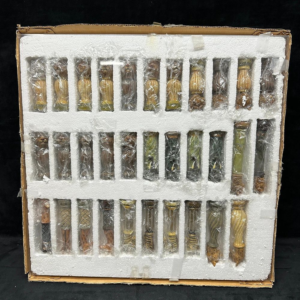 Lot 165: CBK Resin Jungle Wild Animal African Safari Chess Set Pieces and Chessboard
