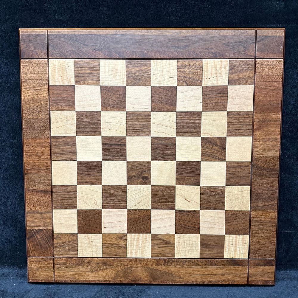 Lot 173: Levenger Wooden Chess Board Walnut and Maple Veneer Board