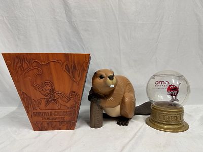 AMC Theater Popcorn Containers Beaver Snowglobe Style Dispenser Lot. Mixed lot including AMC 
