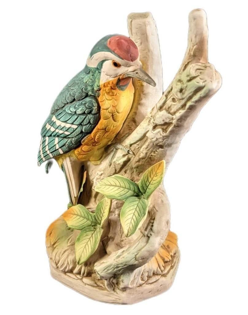 Lot 195: Hand Painted Porcelain Colorful Woodpecker Figurine